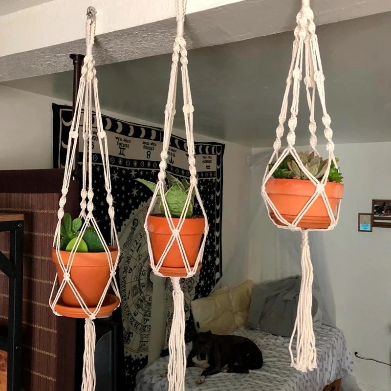 Hängender Pflanzer, Blumentopf, Pflanzenhalter, Makramee-Pflanzenaufhänger, Wandpflanzenhalter, Hängekorb, Blumenkorb, Balkondekorationen