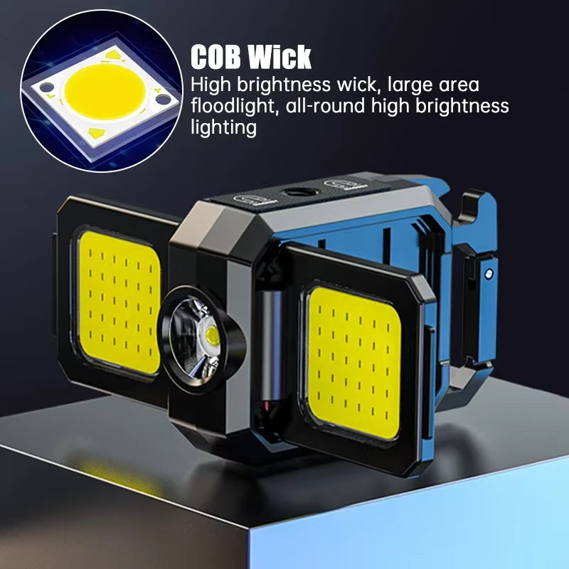 Mini-Taschenlampe, Schlüsselanhänger-Licht, Cob-Arbeitsleuchte, Wiederaufladbare Usb-Lampe Mit 90Er ° Faltbare Seitenlichter, Superhelle Tragbare Laternen