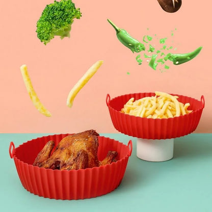 Wiederverwendbare Silikon-Einlagen Für Heißluftfritteusen, Lebensmittelechte Antihaft-Silikonpfannen Für Heißluftfritteusen, Zubehör Für Frittierkörbe