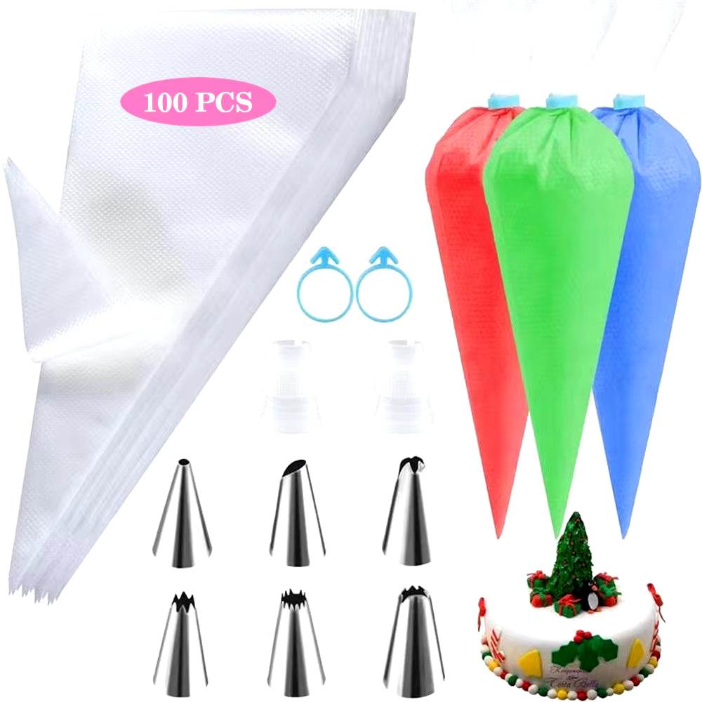 Set Aus Silikon-Spritzbeuteln Und Spitzen Für Kuchen, Diy-Dekorationsset Mit Edelstahldüse, Wiederverwendbares Backwerkzeug Aus Silikon Für Gebäck