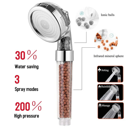 Neue 3-Funktionen Hochdruck SPA Duschkopf Wasser Sparen Handheld Regen Badezimmer Zubehör Anion Filter Dusche