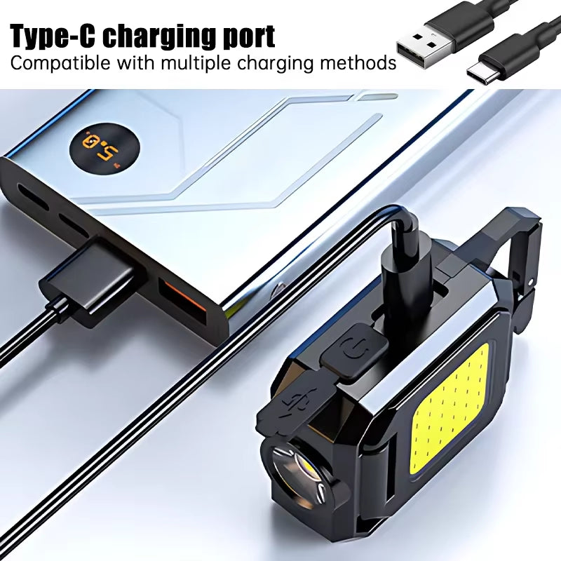 Mini-Taschenlampe, Schlüsselanhänger-Licht, Cob-Arbeitsleuchte, Wiederaufladbare Usb-Lampe Mit 90Er ° Faltbare Seitenlichter, Superhelle Tragbare Laternen