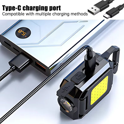 Mini-Taschenlampe, Schlüsselanhänger-Licht, Cob-Arbeitsleuchte, Wiederaufladbare Usb-Lampe Mit 90Er ° Faltbare Seitenlichter, Superhelle Tragbare Laternen