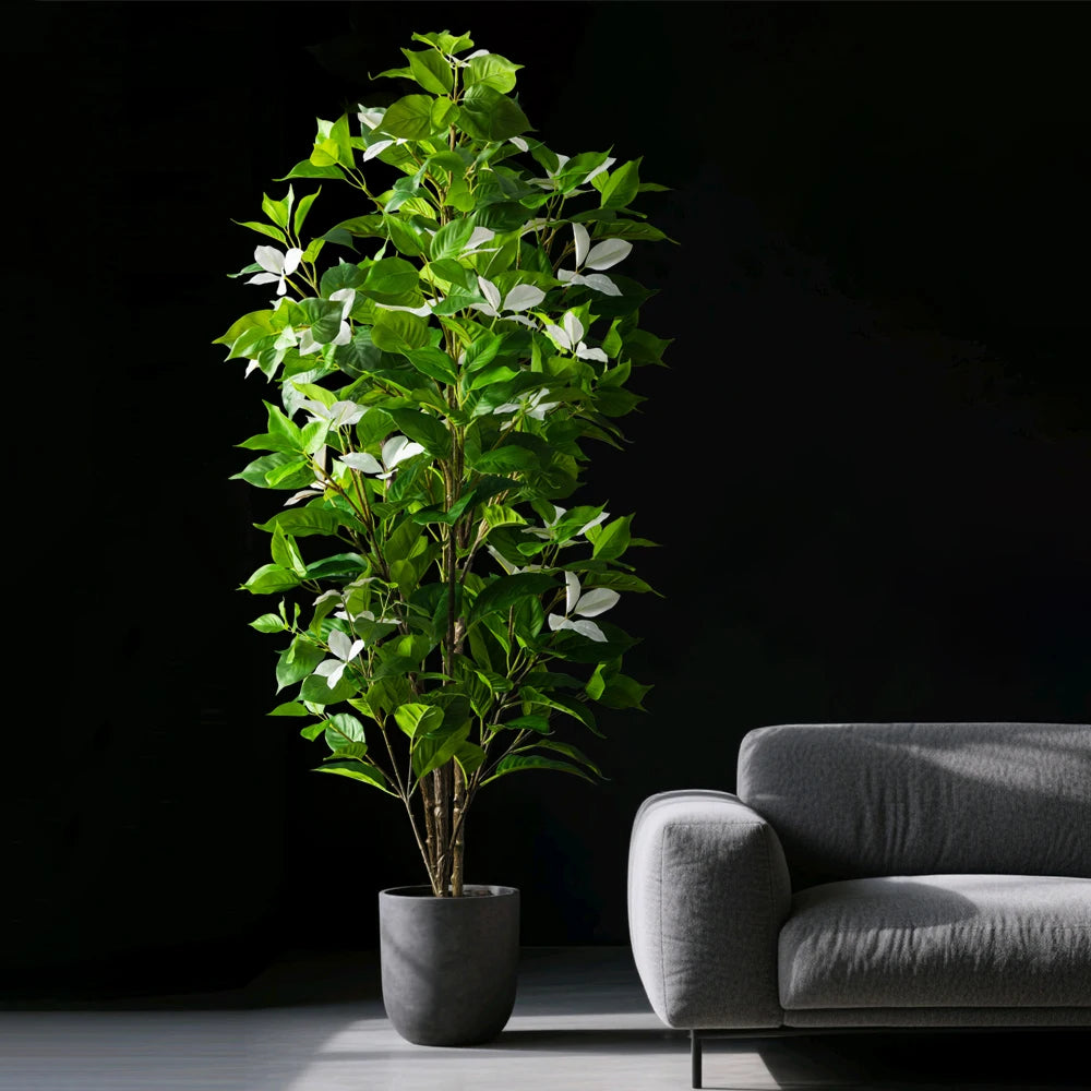 82–144 Cm Großer Künstlicher Ficus-Baum, Gefälschte Magnolienpflanzen, Zweig, Hoher Banyan-Baum, Künstlicher Nandina-Baum Aus Gummi Für Hausgarten-Dekoration