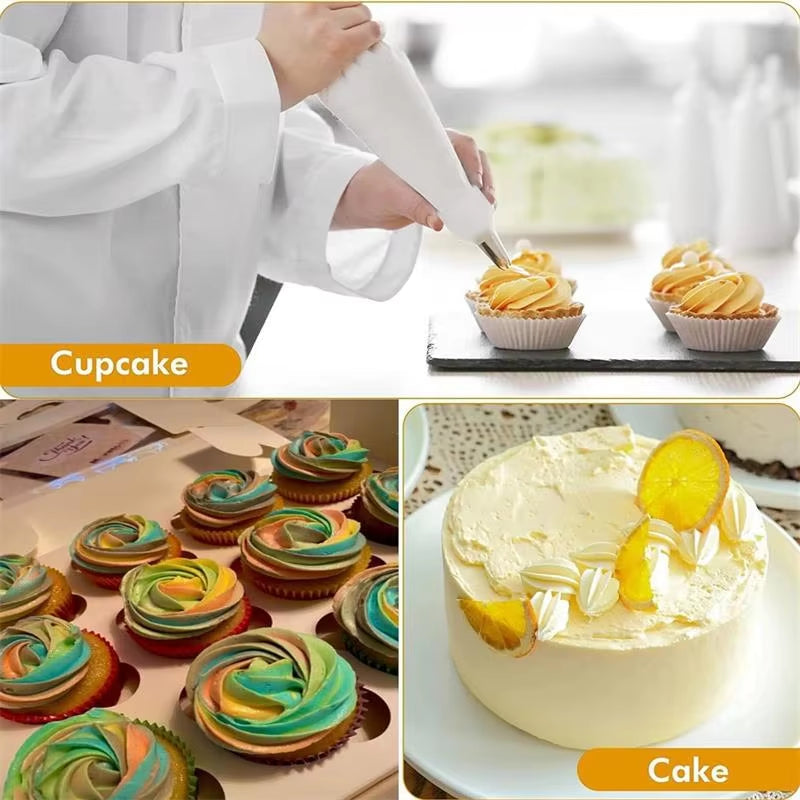 Set Aus Silikon-Spritzbeuteln Und Spitzen Für Kuchen, Diy-Dekorationsset Mit Edelstahldüse, Wiederverwendbares Backwerkzeug Aus Silikon Für Gebäck