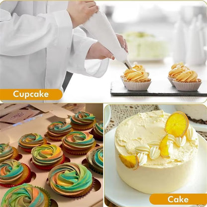 Set Aus Silikon-Spritzbeuteln Und Spitzen Für Kuchen, Diy-Dekorationsset Mit Edelstahldüse, Wiederverwendbares Backwerkzeug Aus Silikon Für Gebäck