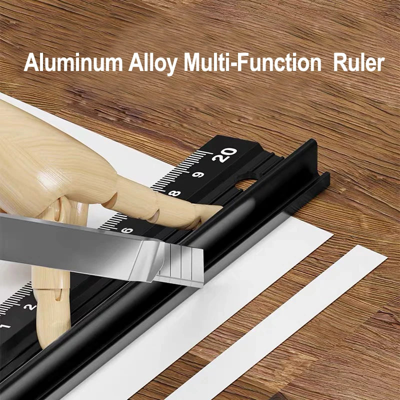 Multi-Functional Aluminium Alloy Ruler - High Precision, Cut-Resistant, Non-Slip Grip, Ink Penetration Protection, Industrial Gr