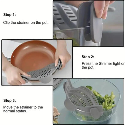 1 Stück, Sieb, Topfsieb, Verstellbares Clip-On-Sieb Für Töpfe, Pfannen Und Schüsseln, Küchentopfsieb