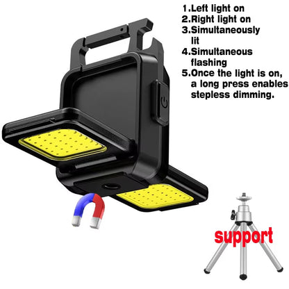 Mini-Taschenlampe, Schlüsselanhänger-Licht, Cob-Arbeitsleuchte, Wiederaufladbare Usb-Lampe Mit 90Er ° Faltbare Seitenlichter, Superhelle Tragbare Laternen