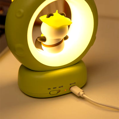 LED Nachtlicht Panda Astronaut Nacht Nacht Schlafen Nachtlichter USB Aufladen Silikon Kinder Geschenk Augenschutz Lampe Beleuchtung