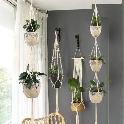 Hängender Pflanzer, Blumentopf, Pflanzenhalter, Makramee-Pflanzenaufhänger, Wandpflanzenhalter, Hängekorb, Blumenkorb, Balkondekorationen
