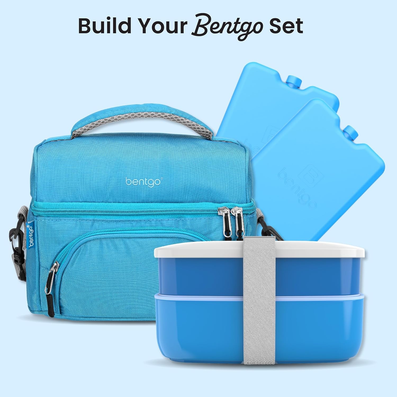 Bentgo Chillers Ice Packs: Slim, Reusable Quick-Freeze Cooling Design Keeps Food Fresh in Lunch Boxes, Bags, & Coolers for Work, College, Camping, & More; Easy to Clean & Chills Fast; 4-Pack (Blue)