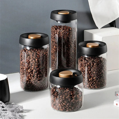 1 Packung Kaffeebohnen-Aufbewahrungsbehälter Mit Luftdichtem Deckel, Vakuumversiegelter Glas-Kaffeedose, Lebensmittelaufbewahrung, Für Kaffee, Tee