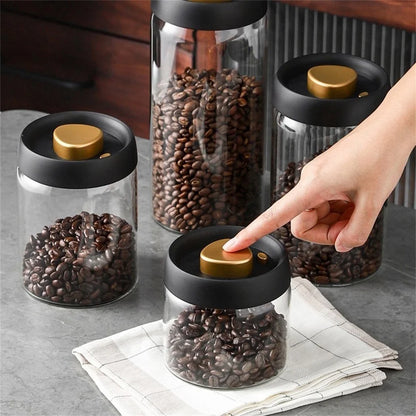 1 Packung Kaffeebohnen-Aufbewahrungsbehälter Mit Luftdichtem Deckel, Vakuumversiegelter Glas-Kaffeedose, Lebensmittelaufbewahrung, Für Kaffee, Tee