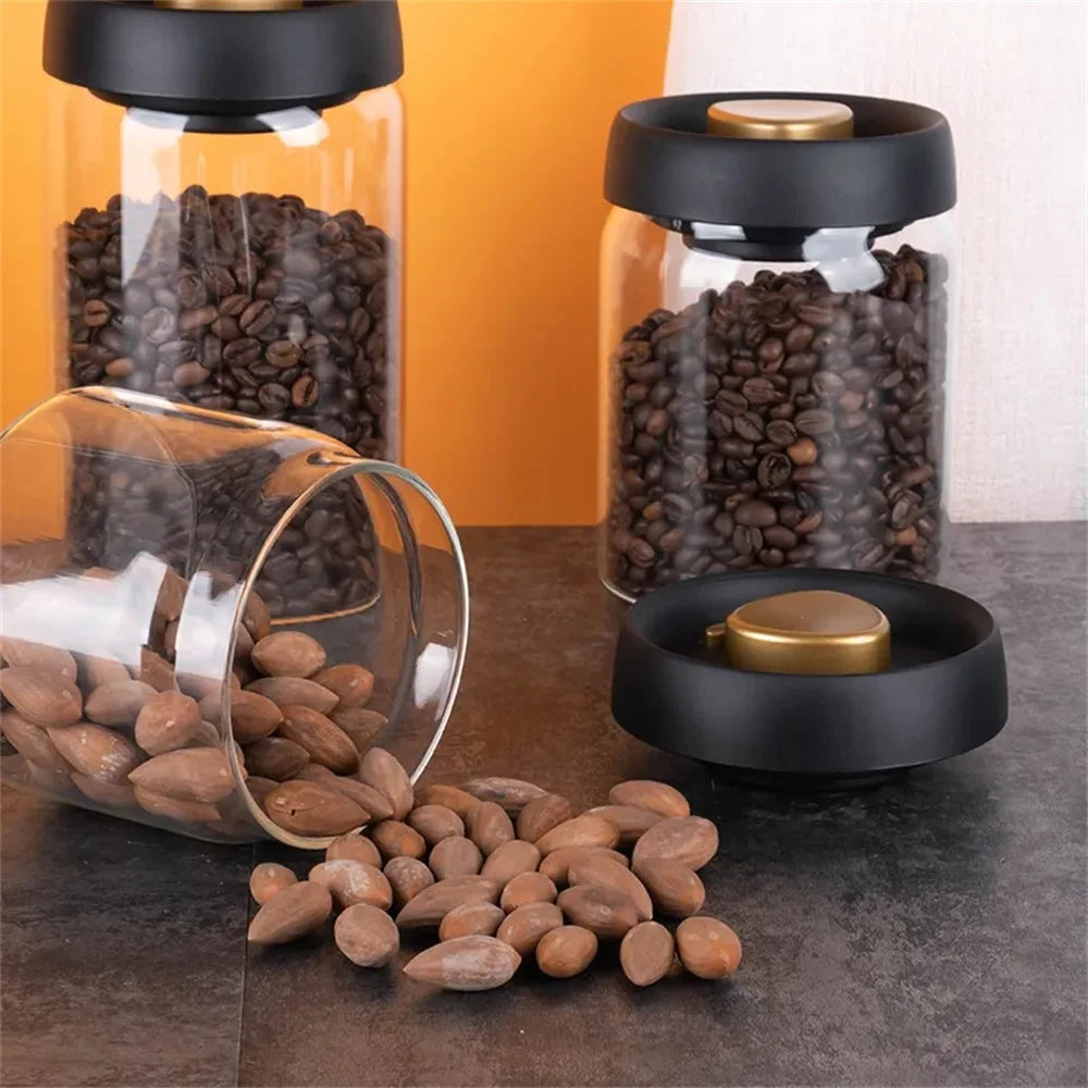 1 Packung Kaffeebohnen-Aufbewahrungsbehälter Mit Luftdichtem Deckel, Vakuumversiegelter Glas-Kaffeedose, Lebensmittelaufbewahrung, Für Kaffee, Tee
