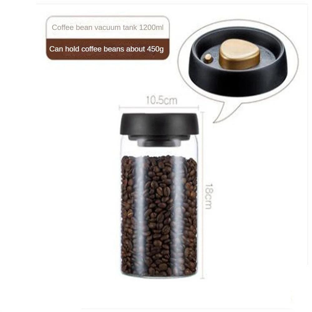 1 Packung Kaffeebohnen-Aufbewahrungsbehälter Mit Luftdichtem Deckel, Vakuumversiegelter Glas-Kaffeedose, Lebensmittelaufbewahrung, Für Kaffee, Tee