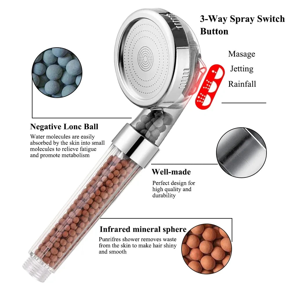 Neue 3-Funktionen Hochdruck SPA Duschkopf Wasser Sparen Handheld Regen Badezimmer Zubehör Anion Filter Dusche