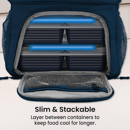 Bentgo Chillers Ice Packs: Slim, Reusable Quick-Freeze Cooling Design Keeps Food Fresh in Lunch Boxes, Bags, & Coolers for Work, College, Camping, & More; Easy to Clean & Chills Fast; 4-Pack (Blue)