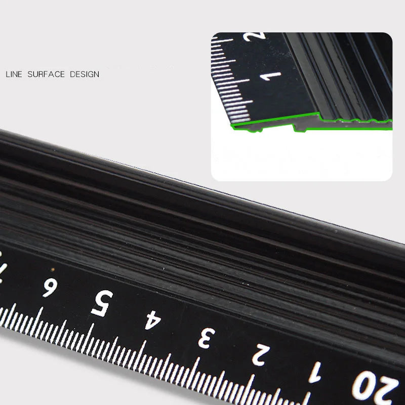 Multi-Functional Aluminium Alloy Ruler - High Precision, Cut-Resistant, Non-Slip Grip, Ink Penetration Protection, Industrial Gr