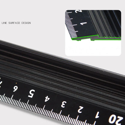 Multi-Functional Aluminium Alloy Ruler - High Precision, Cut-Resistant, Non-Slip Grip, Ink Penetration Protection, Industrial Gr