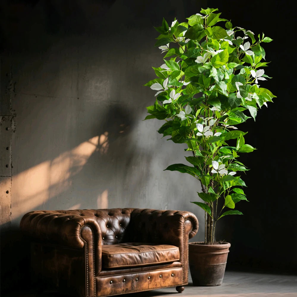 82–144 Cm Großer Künstlicher Ficus-Baum, Gefälschte Magnolienpflanzen, Zweig, Hoher Banyan-Baum, Künstlicher Nandina-Baum Aus Gummi Für Hausgarten-Dekoration