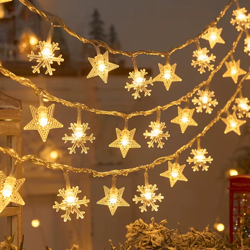 1,5/3M Weihnachtsbeleuchtung Schneeflocke Lichterketten Lichterkette Wasserdichte Sternkugel LED Lampe Für Zuhause Weihnachtsbaum Garten Dekor