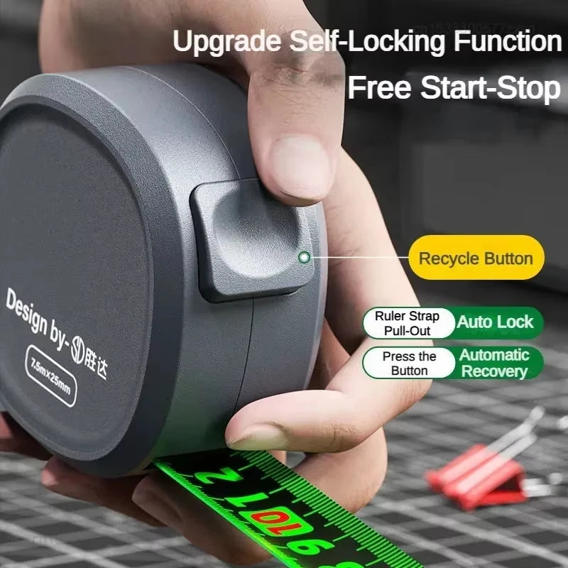Mini Tape Measure Self-Locking Steel Tape 3/5/7/8/10M High Precision Retractable Gauging Meter Woodworking Ruler Measure Tools