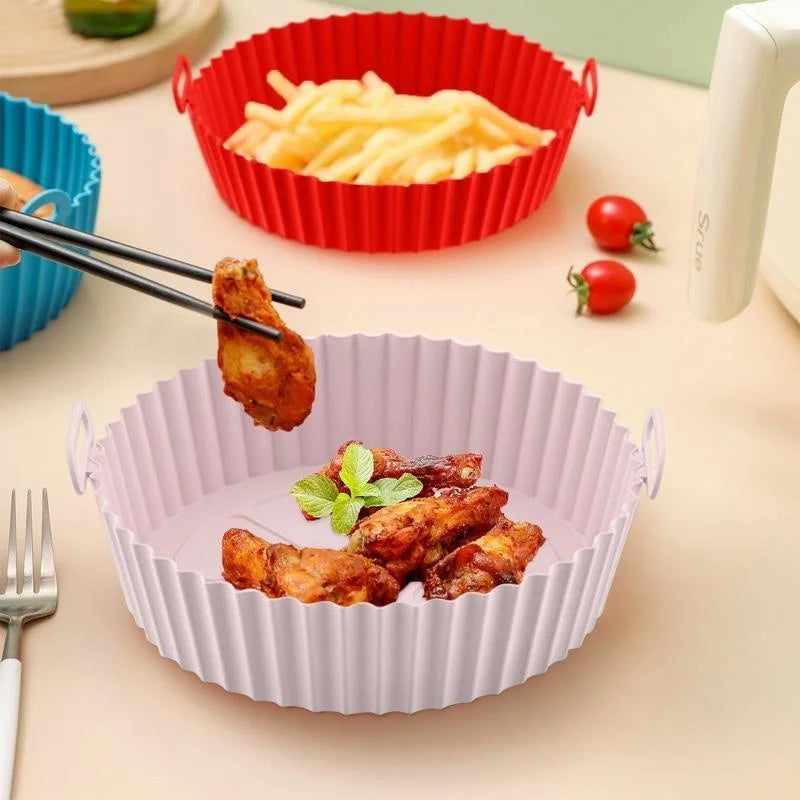 Wiederverwendbare Silikon-Einlagen Für Heißluftfritteusen, Lebensmittelechte Antihaft-Silikonpfannen Für Heißluftfritteusen, Zubehör Für Frittierkörbe