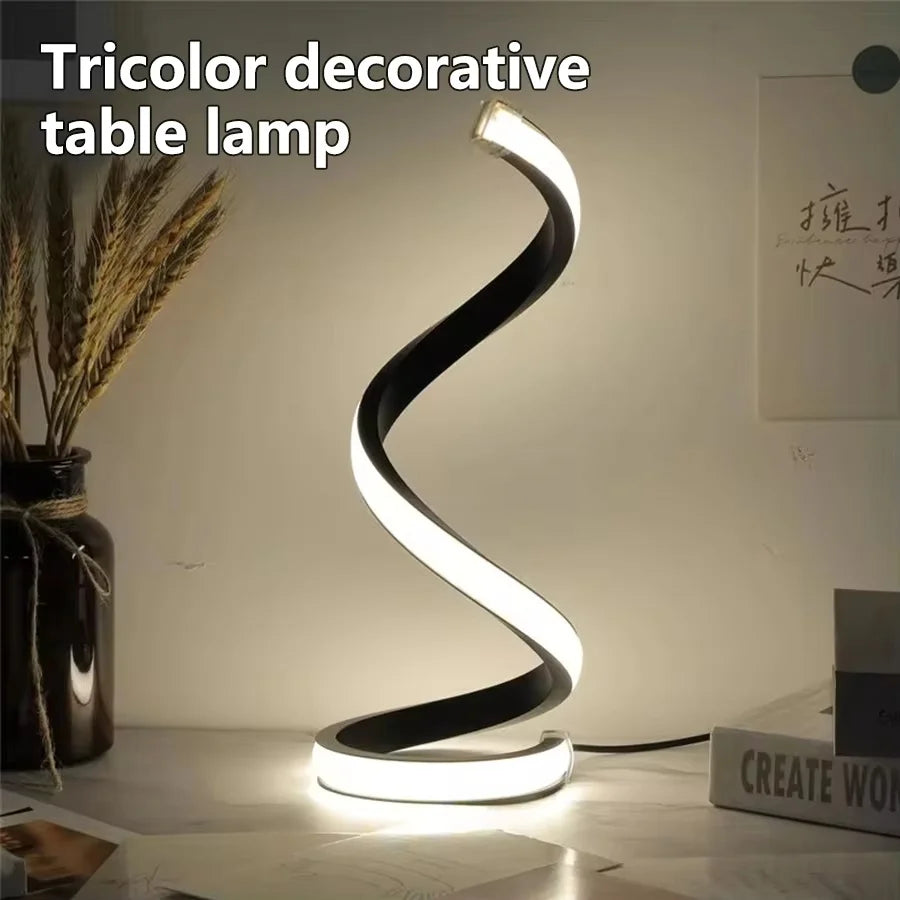 Kreatives Spiralförmiges Led-Nachtlicht, 3-Farbig, Dimmbar, Schreibtischlampe, Leselicht Für Wohnzimmer, Büro, Schreibtisch, Schlafzimmer, Nachttisch-Dekoration