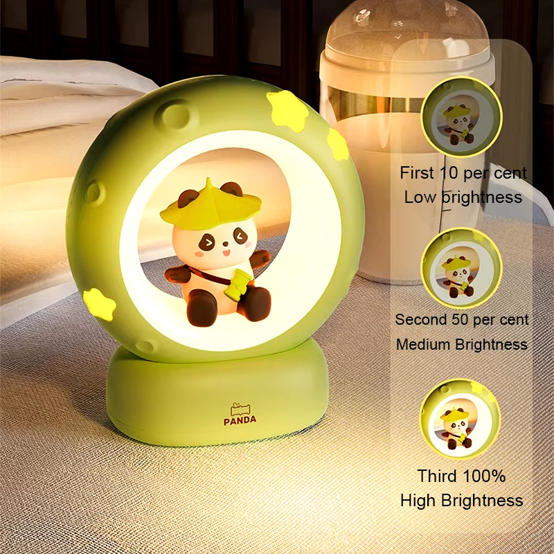 LED Nachtlicht Panda Astronaut Nacht Nacht Schlafen Nachtlichter USB Aufladen Silikon Kinder Geschenk Augenschutz Lampe Beleuchtung