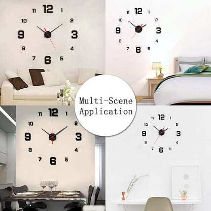 3D Kreative Rahmenlose DIY Wand Hängen Uhr Wand Aufkleber Hause Stumm Digitale Uhr Wohnzimmer Büro Wand Dekoration