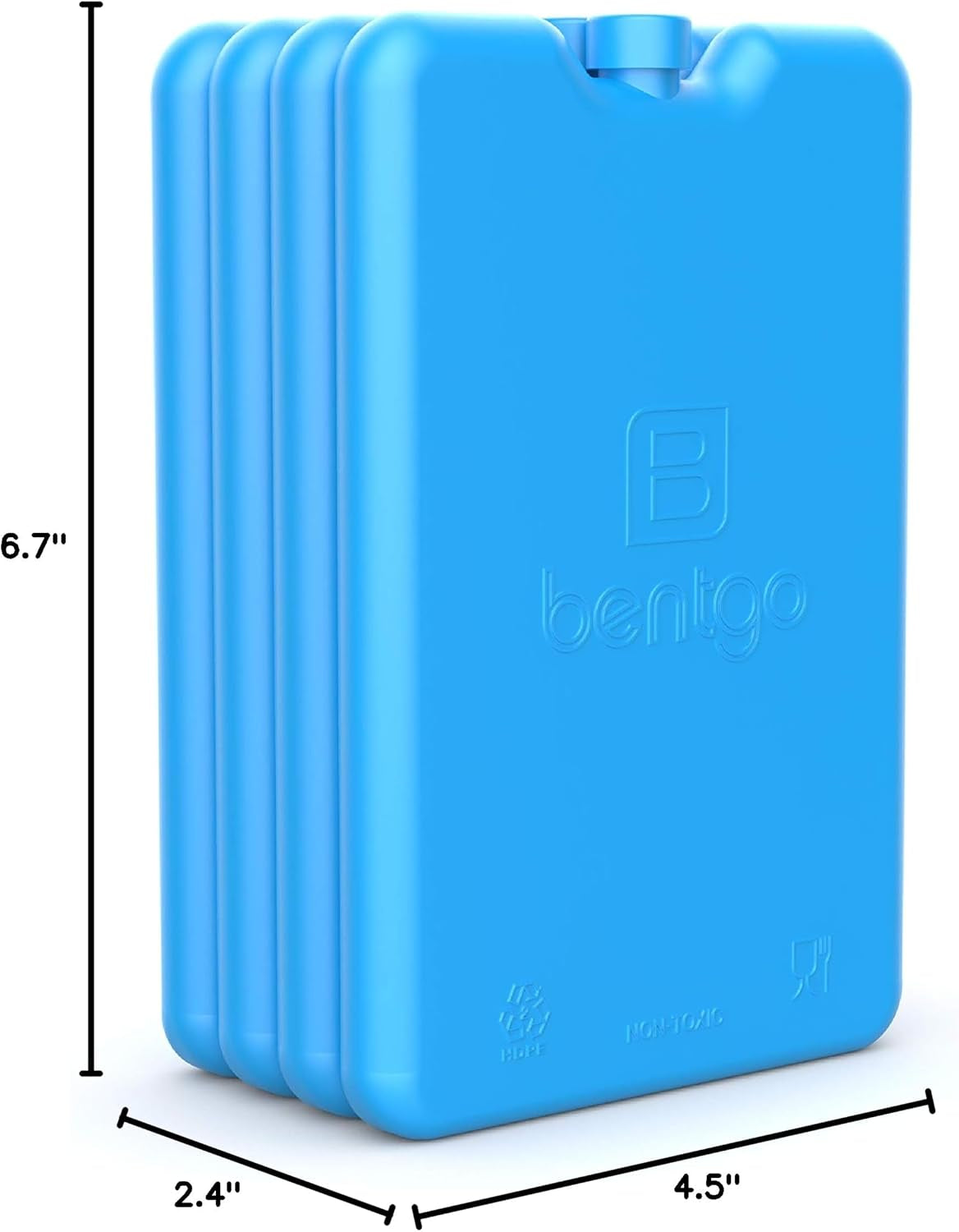 Bentgo Chillers Ice Packs: Slim, Reusable Quick-Freeze Cooling Design Keeps Food Fresh in Lunch Boxes, Bags, & Coolers for Work, College, Camping, & More; Easy to Clean & Chills Fast; 4-Pack (Blue)
