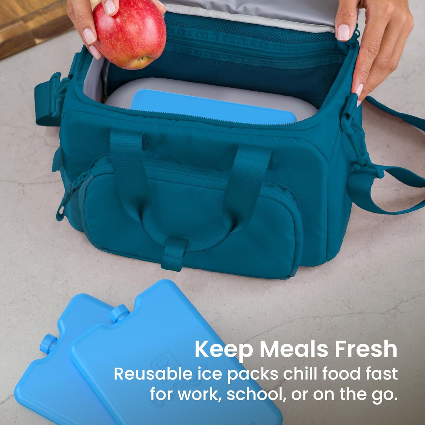 Bentgo Chillers Ice Packs: Slim, Reusable Quick-Freeze Cooling Design Keeps Food Fresh in Lunch Boxes, Bags, & Coolers for Work, College, Camping, & More; Easy to Clean & Chills Fast; 4-Pack (Blue)