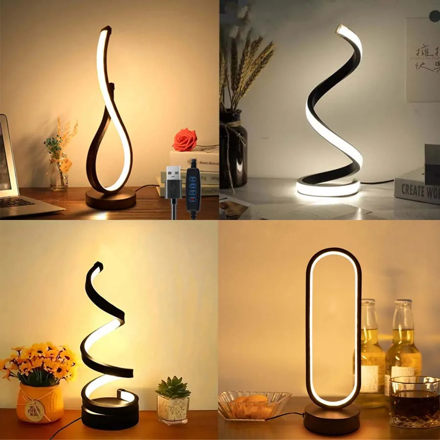 Kreatives Spiralförmiges Led-Nachtlicht, 3-Farbig, Dimmbar, Schreibtischlampe, Leselicht Für Wohnzimmer, Büro, Schreibtisch, Schlafzimmer, Nachttisch-Dekoration
